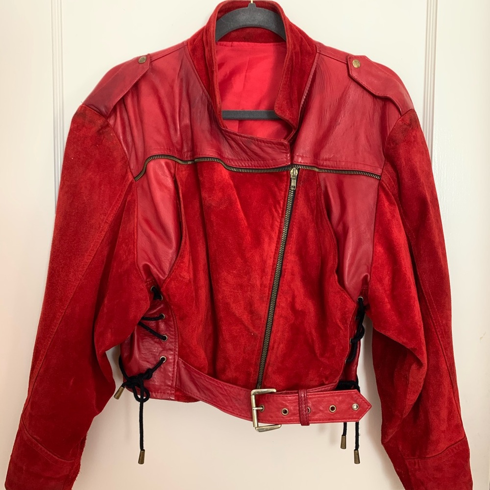 One of a kind Vintage leather jacket - Red